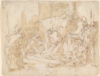 El Sacrificio de Ifigenia (recto) / Estudio de un Desnudo Masculino (verso) de Giovanni Battista Tiepolo