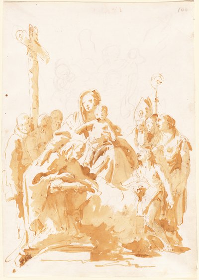 La Virgen y el Niño adorados por obispos, monjes y mujeres de Giovanni Battista Tiepolo
