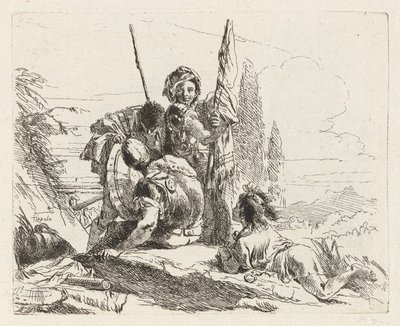 Tres soldados y un niño, de Vari capricci (Capriccios varios) de Giovanni Battista Tiepolo