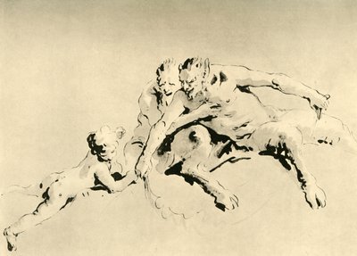 Dos faunos y un cupido, mediados del siglo XVIII, 1928 de Giovanni Battista Tiepolo