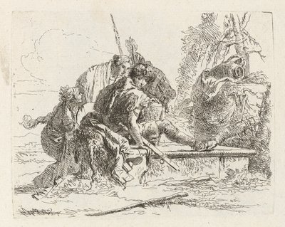 Dos soldados y dos mujeres, de Vari capricci (Varios Capriccios) de Giovanni Battista Tiepolo