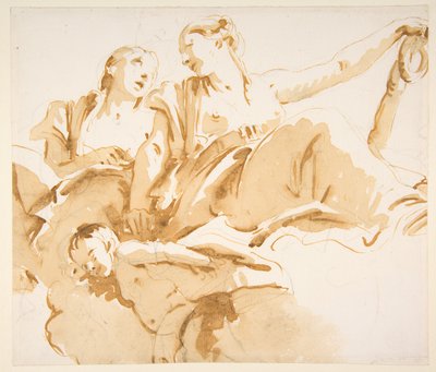 Dos mujeres, una sosteniendo un ancla, y un putto sobre nubes de Giovanni Battista Tiepolo