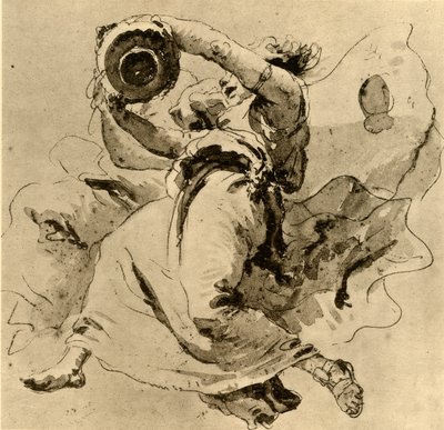 Dos genios sosteniendo un jarrón, mediados del siglo XVIII, 1928 de Giovanni Battista Tiepolo