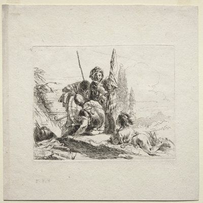 Caprichos varios: Los tres soldados y el niño de Giovanni Battista Tiepolo