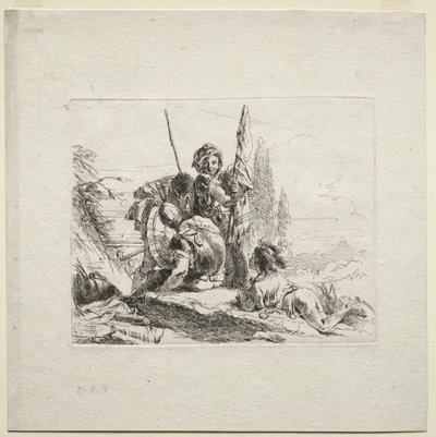 Varios caprichos: Los tres soldados y el niño, 1785 de Giovanni Battista Tiepolo