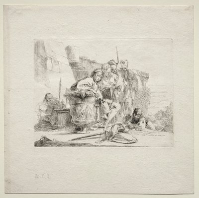 Caprichos varios: El joven sentado, apoyado en una urna de Giovanni Battista Tiepolo