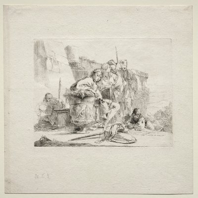 Varios caprichos: El joven sentado, apoyado en una urna de Giovanni Battista Tiepolo