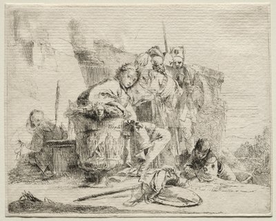 Varios Caprichos: Joven Sentado, Apoyado en una Urna de Giovanni Battista Tiepolo