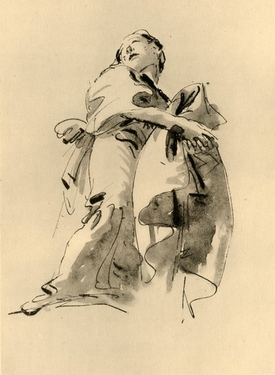 Mujer inclinada a la derecha pero mirando hacia arriba, mediados del siglo XVIII, 1928 de Giovanni Battista Tiepolo