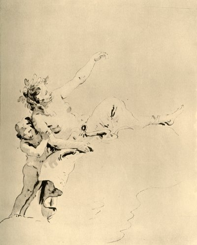 Mujer descansando en nubes y sostenida por un Cupido de Giovanni Battista Tiepolo