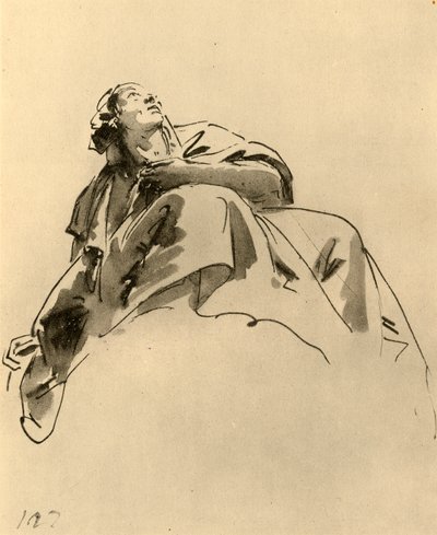 Mujer sentada, vista oblicuamente desde abajo, mediados del siglo XVIII, 1928 de Giovanni Battista Tiepolo