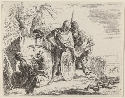 Joven soldado con filósofo y mujer sentada de Giovanni Battista Tiepolo