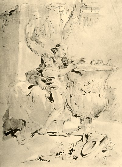 Joven mujer y niño, mediados del siglo XVIII, 1928 de Giovanni Battista Tiepolo