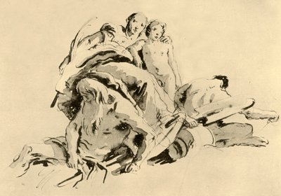 Joven Mujer con Niño, Dios del Río y Sátiro, mediados del siglo XVIII, 1928 de Giovanni Battista Tiepolo