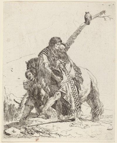 Joven, sabio y asistente con caballo de Giovanni Battista Tiepolo