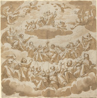 Dios Entronizado Rodeado de Santos de Giovanni Battista Trotti