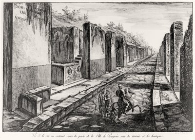Vista de la calle de la Puerta de la ciudad de Pompeya, de Antiquités de Pompeia por G.B. Piranesi, grabado por Francesco Piranesi, 1804 de Giovanni Battista Piranesi