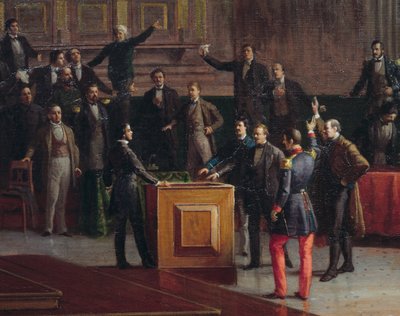 Gobierno temporal de Venecia eligiendo resistencia hasta el amargo final (1849), pintura de Giovanni Battista Della Libera de Giovanni Battista della Libera