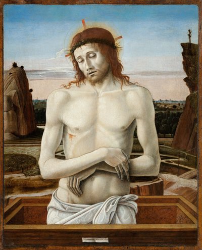 El Cristo de los Dolores, o Cristo representado como Varón de Dolores - El Varón de Dolores - Bellini, Giovanni (1430-1516) - 1460-1469 - Óleo sobre madera - 50x40 - Museo Poldi Pezzoli, Milán de Giovanni Bellini