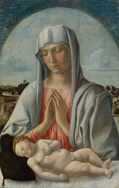 Madonna adorando al niño dormido, principios de 1460 de Giovanni Bellini
