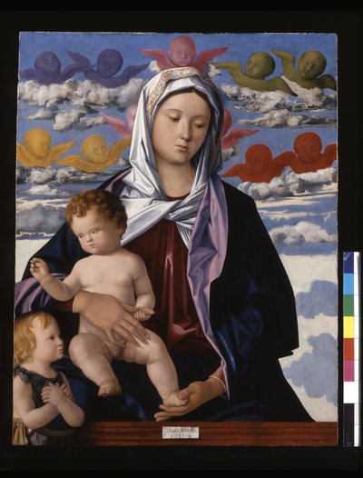 Virgen con el Niño y San Juan Bautista (temple y óleo sobre madera) de Giovanni Bellini
