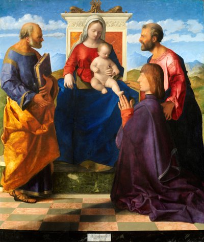 Madonna y Niño entronizados con santos y donante, 1505 de Giovanni Bellini