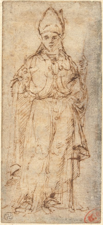 San Luis de Tolosa sosteniendo un bastón de Giovanni Bellini