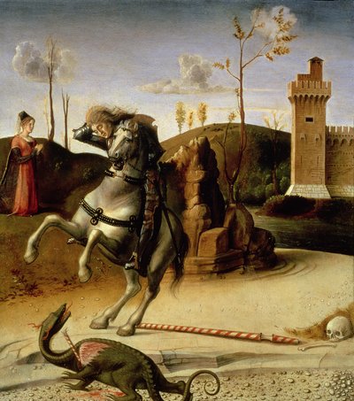 San Jorge y el Dragón, predela (detalle) de Giovanni Bellini