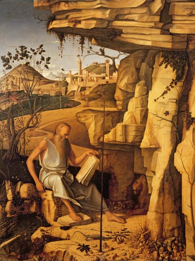 San Jerónimo en el desierto, 1480-87 de Giovanni Bellini