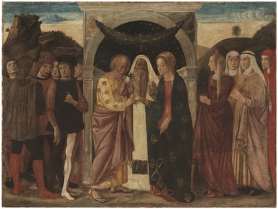 Los Desposorios de la Virgen (temple sobre lino) de Giovanni Bellini