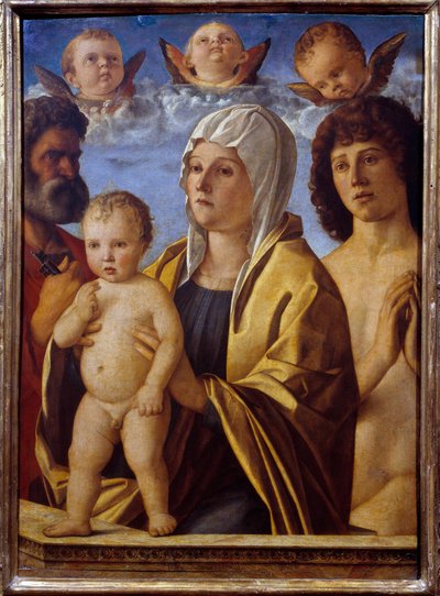 La Virgen y el Niño Jesús entre San Pedro y San Sebastián de Giovanni Bellini