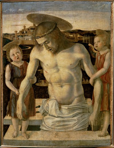 El Cristo muerto sostenido por dos ángeles ... de Giovanni Bellini