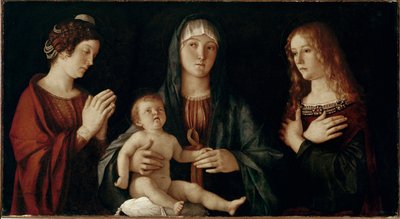 Virgen con el niño con Santa Catalina y Santa María Magdalena de Giovanni Bellini