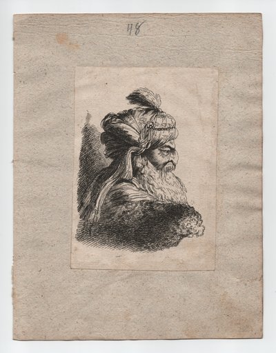 Cabeza turca con turbante, c. 1760 (grabado) de Giovanni Benedetto (1609 64) (after) Castiglione