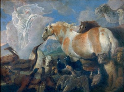 Creación (Génesis). Pintura de Giovanni Benedetto Castiglione (1610-1665), óleo sobre lienzo, mediados del siglo XVII. Arte italiano (Génova) de Giovanni Benedetto Castiglione