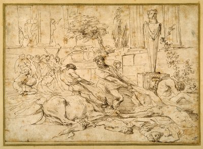 La peste en Ashdod (pluma y tinta sobre papel) de Giovanni Benedetto (1609 64) Castiglione