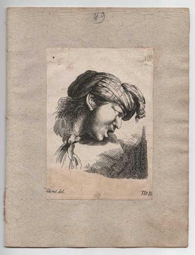 Cabeza turca con pañuelo, hacia 1750 (grabado) de Giovanni Benedetto (1609 64) (after) Castiglione