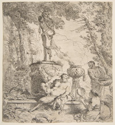 Bacanal ante un altar a los dioses, ca. 1645 de Giovanni Benedetto Castiglione
