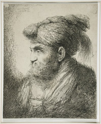 Hombre Barbudo con Turbante, 1647-51 de Giovanni Benedetto Castiglione