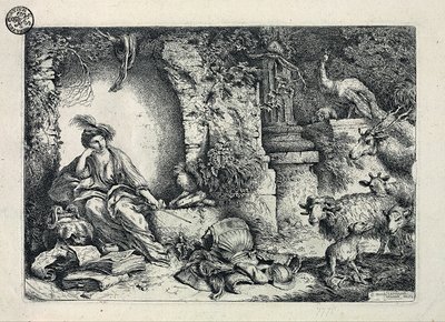 Circe transforma en animales a los compañeros de Odiseo de Giovanni Benedetto Castiglione