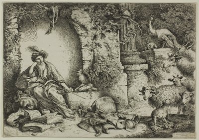 Circe con los compañeros de Ulises convertidos en animales de Giovanni Benedetto Castiglione