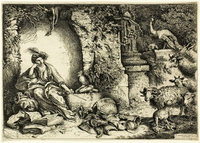 Circe con los compañeros de Ulises convertidos en animales de Giovanni Benedetto Castiglione