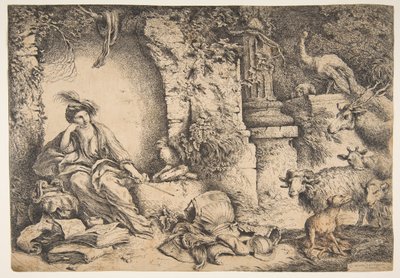 Circe con los compañeros de Ulises convertidos en animales, 1650-51 de Giovanni Benedetto Castiglione