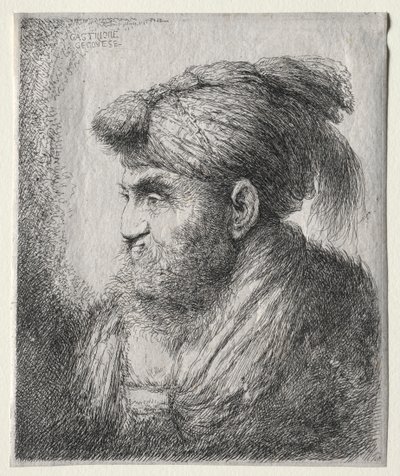 Head of a Man in Oriental Turban de Giovanni Benedetto Castiglione
