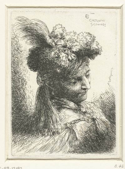 Cabeza de un joven con un pendiente
Pequeño estudio de cabezas con tocados orientales (título de la serie) de Giovanni Benedetto Castiglione