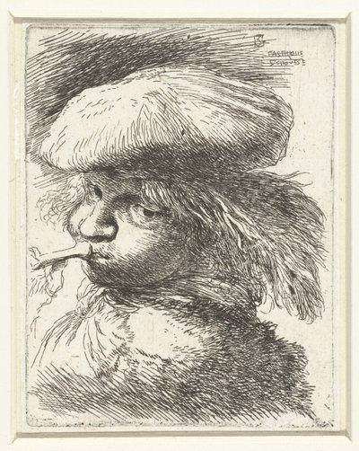 Cabeza de un niño tocando la trompeta
Pequeño estudio de cabezas con tocados orientales (título de la serie) de Giovanni Benedetto Castiglione