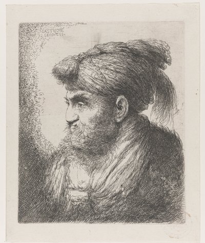 Cabeza de un hombre con turbante con borla
Gran estudio de cabezas con tocados orientales (título de la serie) de Giovanni Benedetto Castiglione