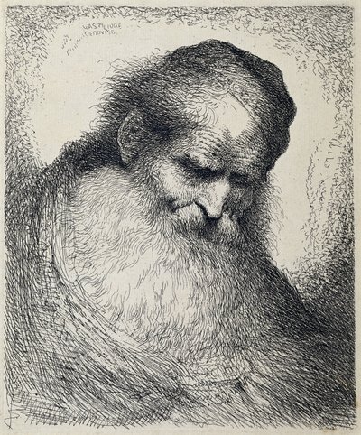 Cabeza de un anciano dormido Gran estudio de cabezas con tocados orientales (título de la serie) de Giovanni Benedetto Castiglione