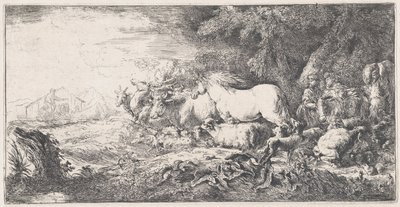 Noé y los animales entrando en el arca, ca. 1650-55 de Giovanni Benedetto Castiglione