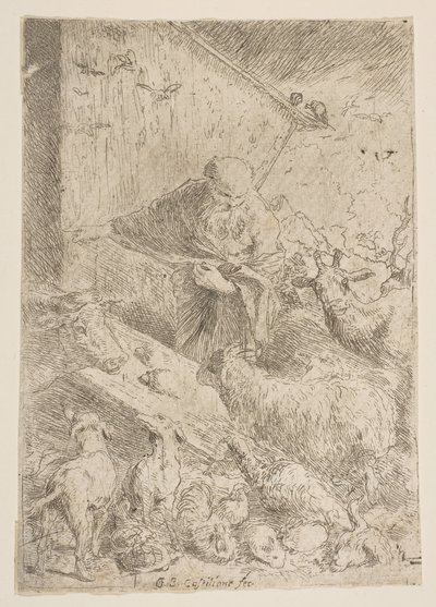 Noé dejando entrar a los animales en el arca, ca. 1630 de Giovanni Benedetto Castiglione